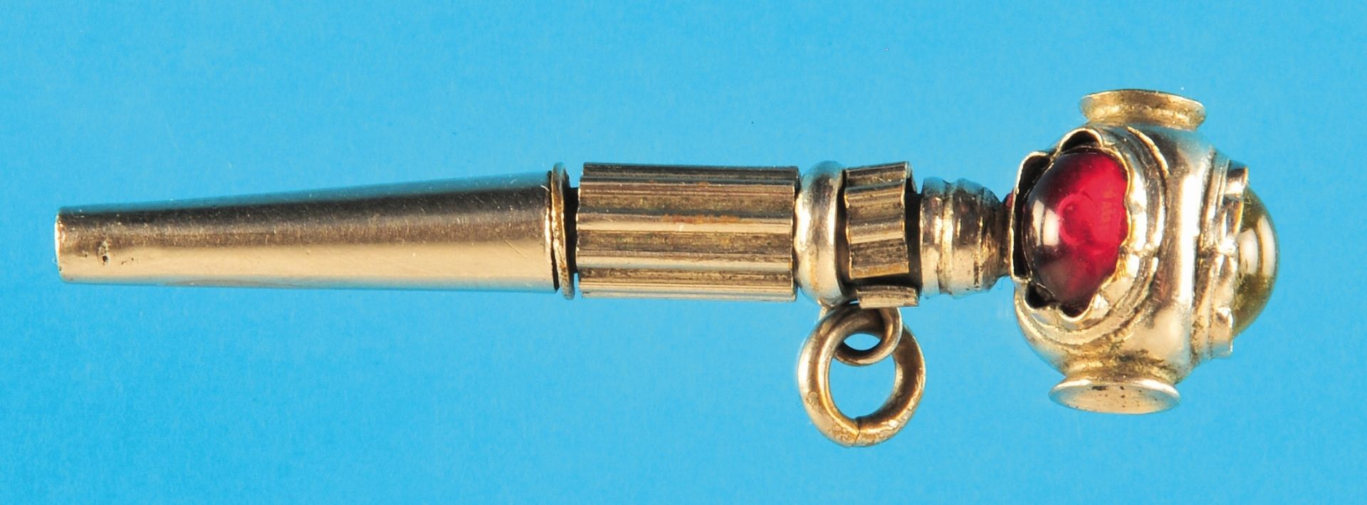 Silver pocket watch key with micro depiction of a nude model