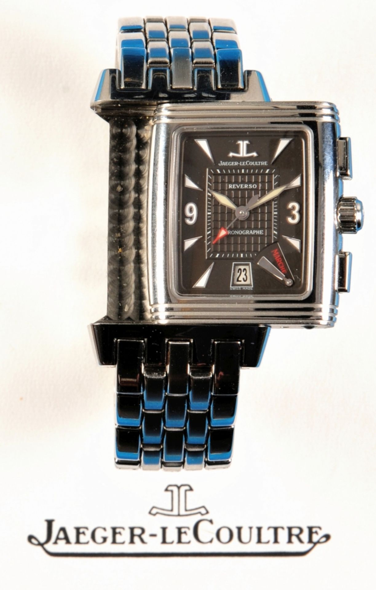 Jaeger-LeCoultre Reverso Gran Sport Chronographe Retrograde, Reference 295.8.59, Steel wristwatch
