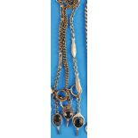 Convolute with 3 pocket watch chains and 3 pocket watch keys, metal, armour and fancy links, one wit