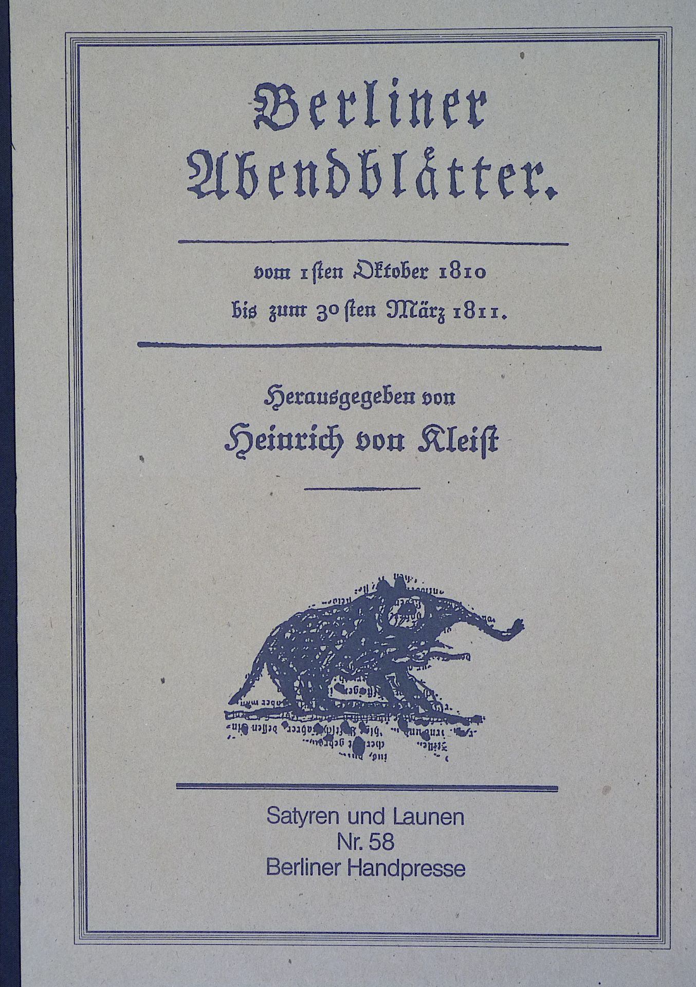 BODECKER, ALBRECHT VON: "Berliner Abendblätter"