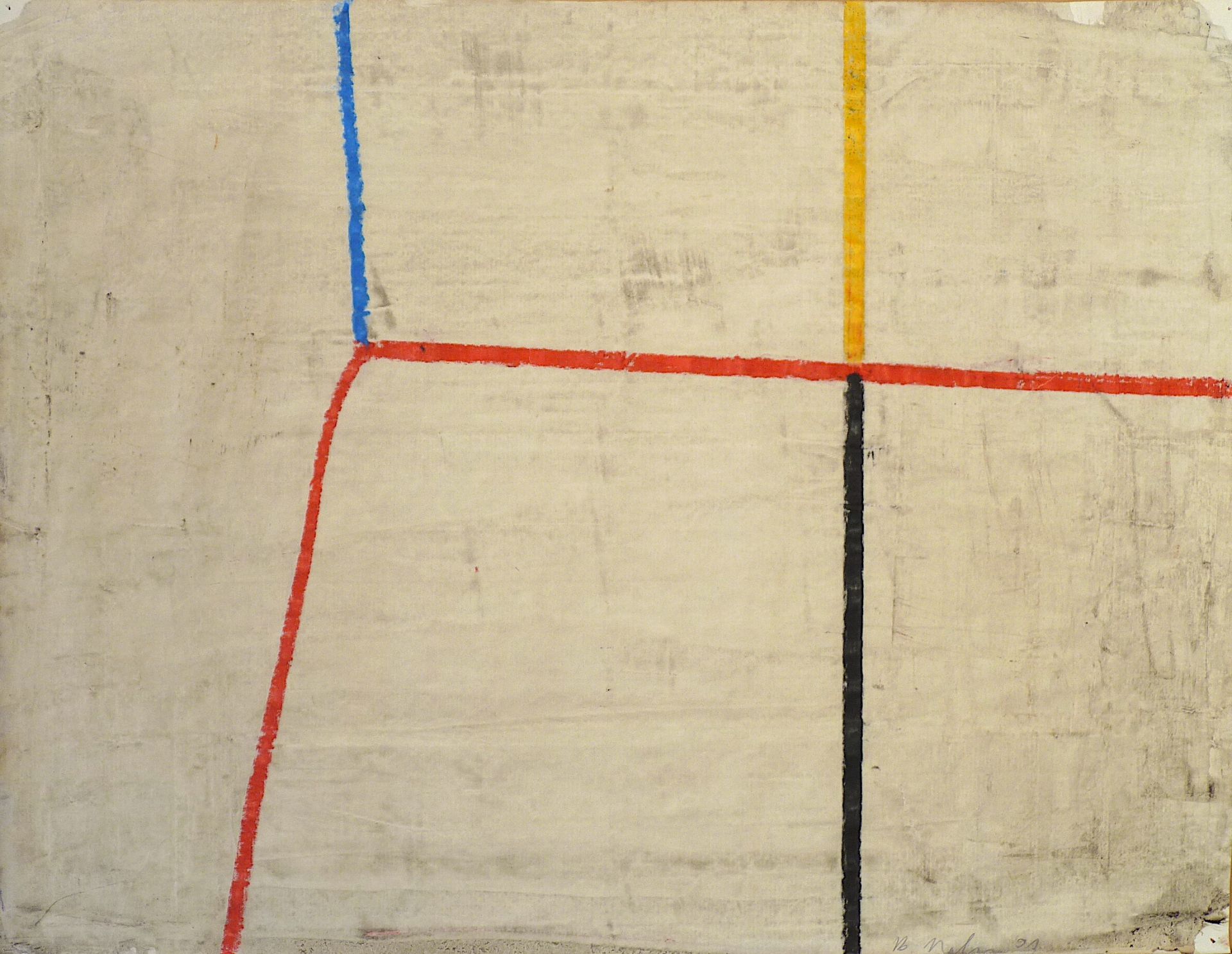 HAHN, BERND: "Linien: schwarz, rot, gelb und blau", 1991