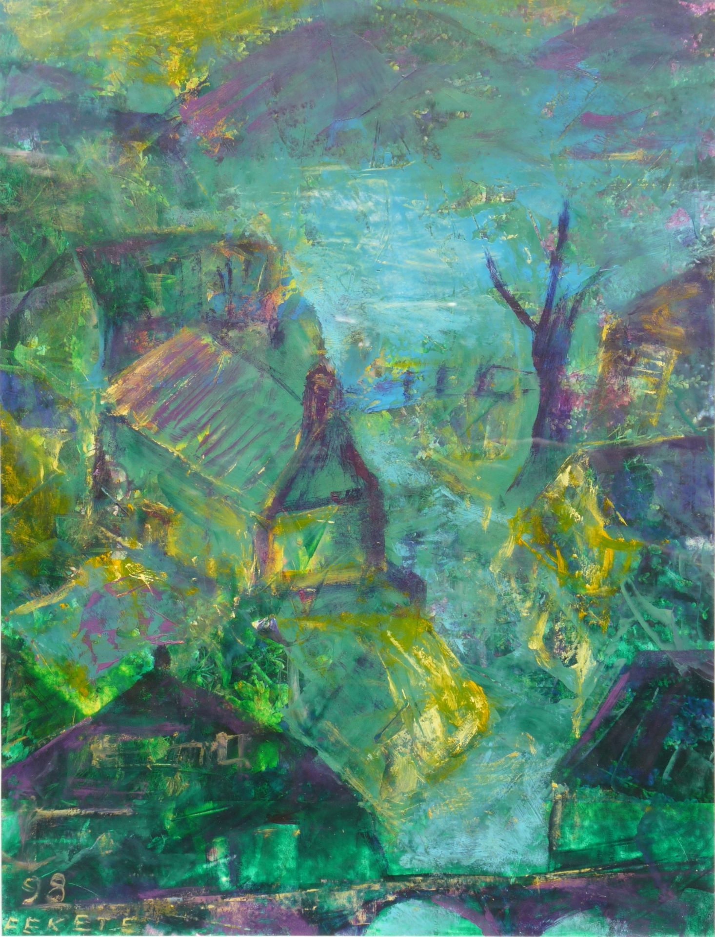 FEKETE, ESTEBAN: "Landschaft mit Kirche", 1998