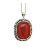 Necklace with glass paste medallion