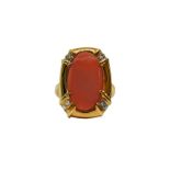 Red gold ring with coral