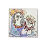 De Simone - Majolica tile depicting the Madonna and Child, 60's