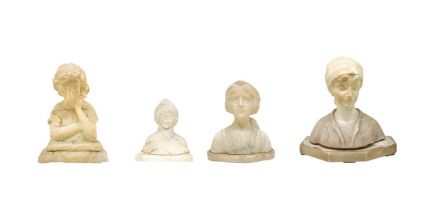 Group of n. 4 half busts in white marble, 19th / 20th century