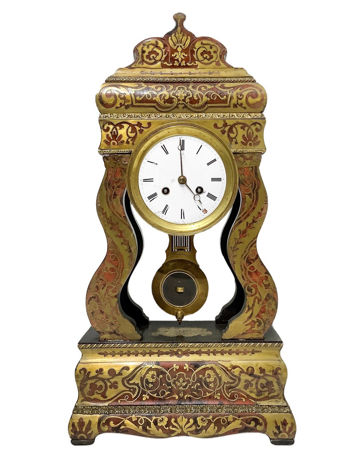 Boulle style pendulum table clock, nineteenth century