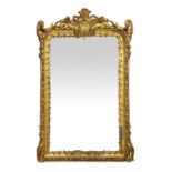 Mirror in gilded wood with leaf, First half of the 19th century