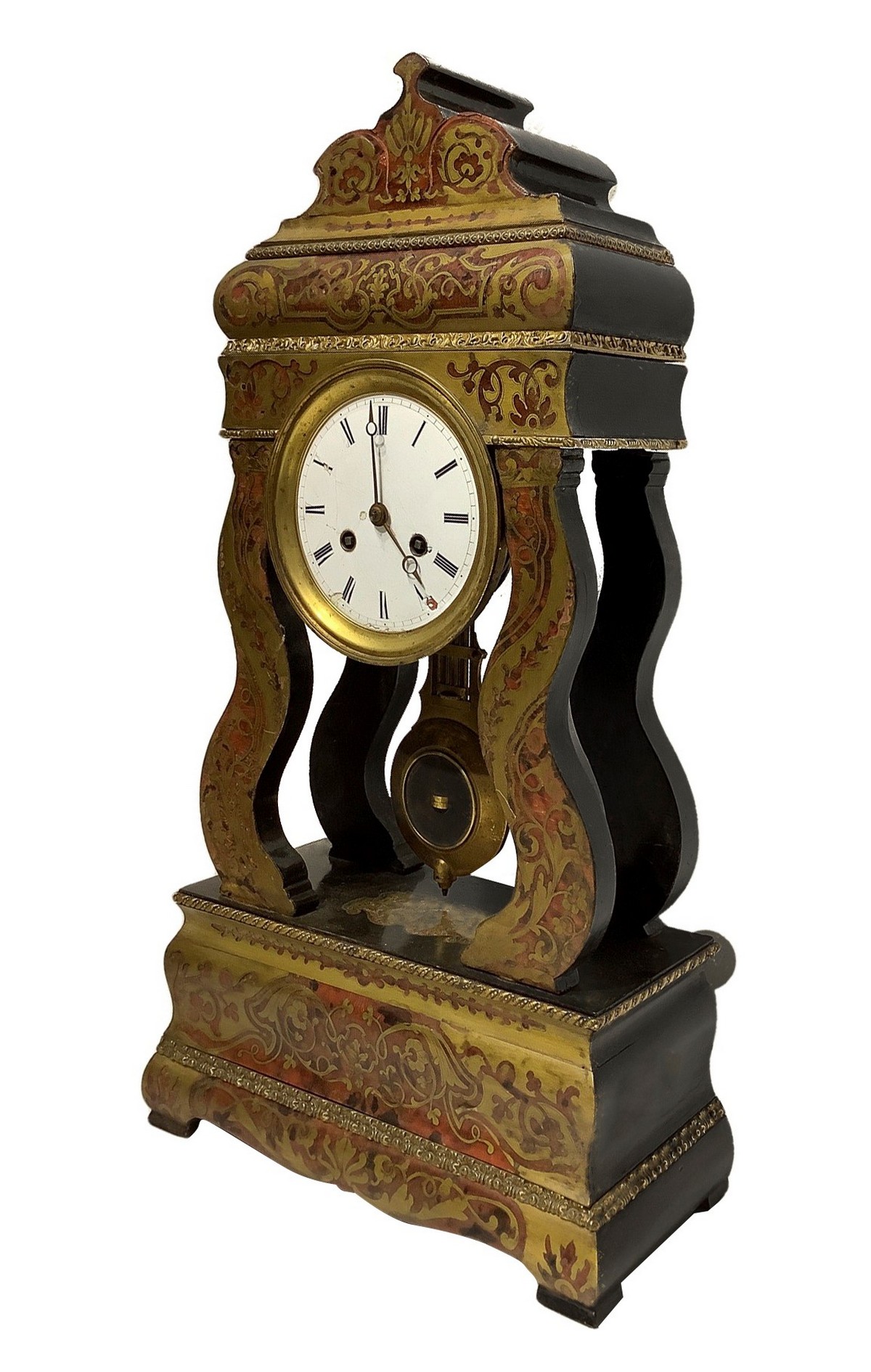 Boulle style pendulum table clock, nineteenth century - Image 3 of 5