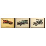 Three prints depicting vintage machines