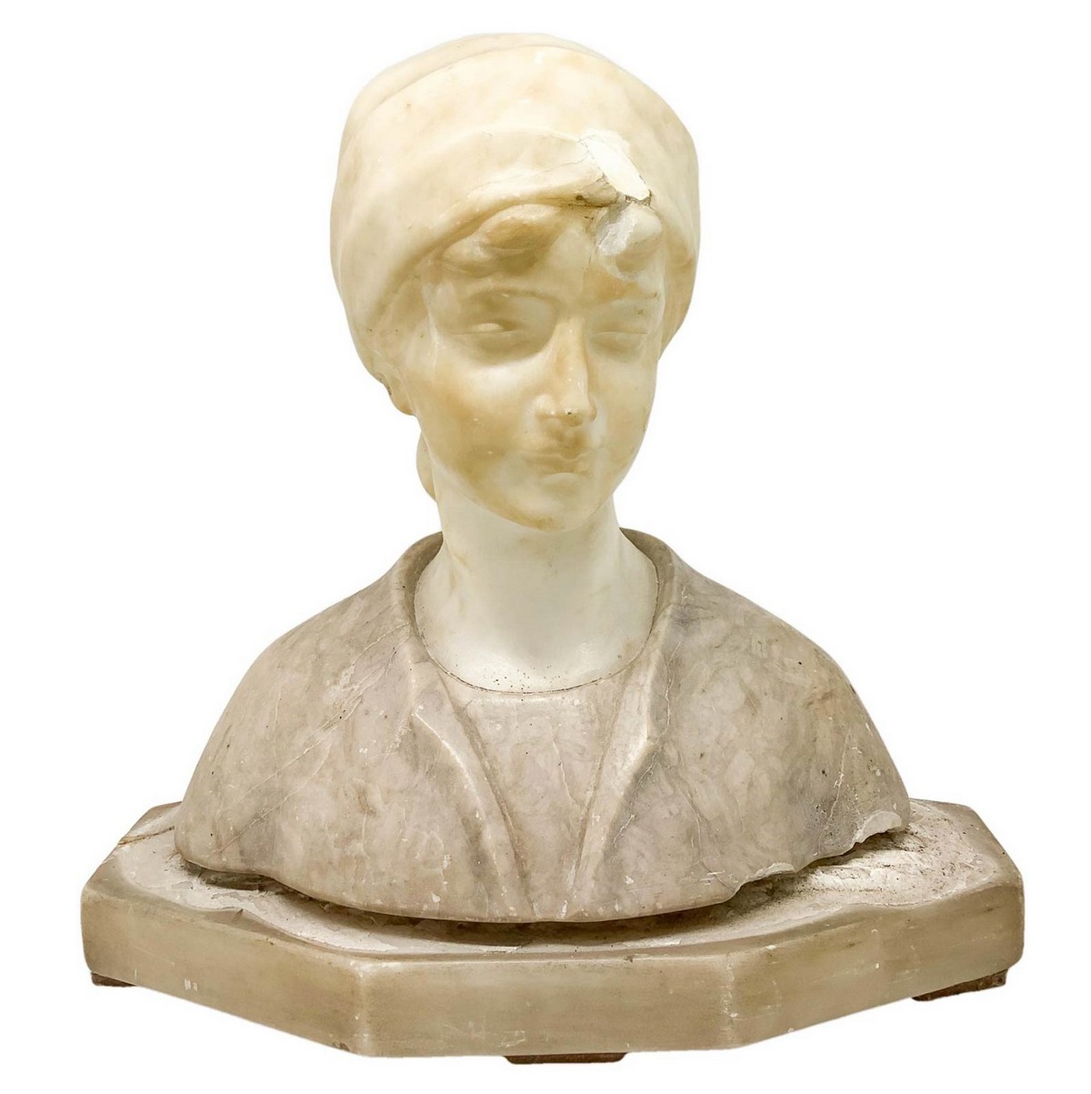 Group of n. 4 half busts in white marble, 19th / 20th century - Image 5 of 5