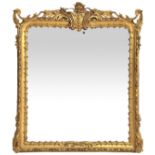 Mirror in gilded wood with leaf, First half of the 19th century