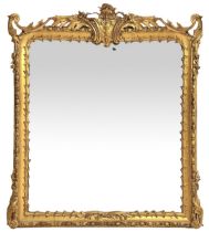 Mirror in gilded wood with leaf, First half of the 19th century