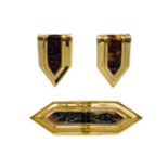 Andrè Courrèges style brooch and earrings, 1960s / 1970s