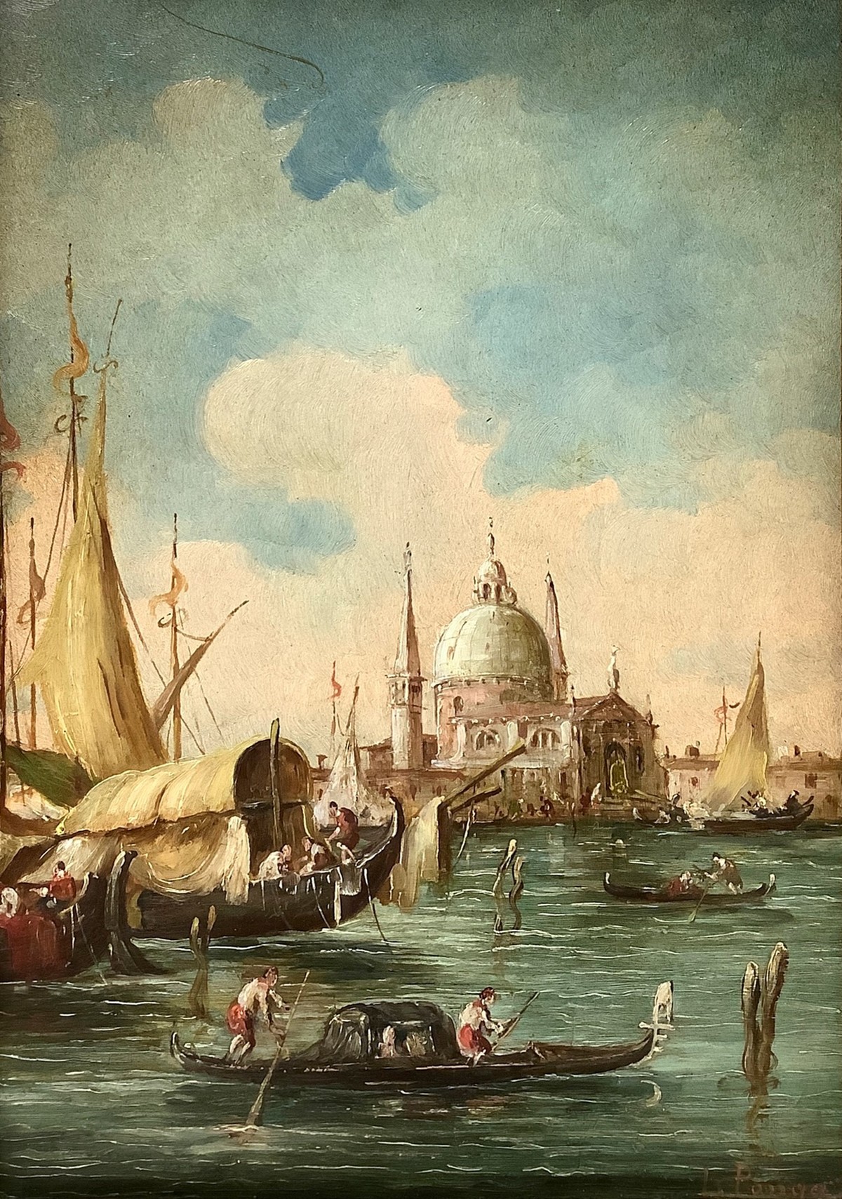 Ponga, Lucia, degli Ancillo (Venezia 1887-1966) - Santa Maria della Salute with Gondolas on the Gra - Image 2 of 6