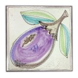 De Simone - Majolica tile depicting an eggplant, 60's