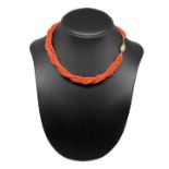5-strand red coral necklace