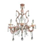 Murano glass chandelier, pink color, 8 lights, 20th century