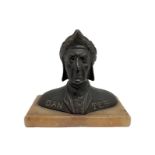 Brown patinated bronze statue depicting Dante, nineteenth century