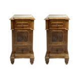 Pair of walnut bedside tables, Late 19th century