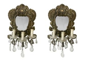 Pair of small mirrors with three lights., XVIII century
