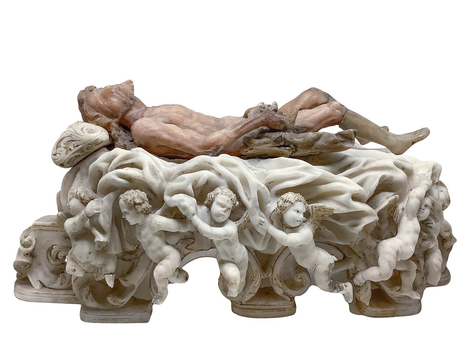 Christ on an embossed bed with cherubs, XVIII century