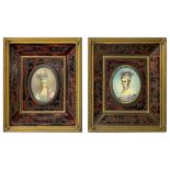 Pair of oval paintings depicting two noblewomen, nineteenth century