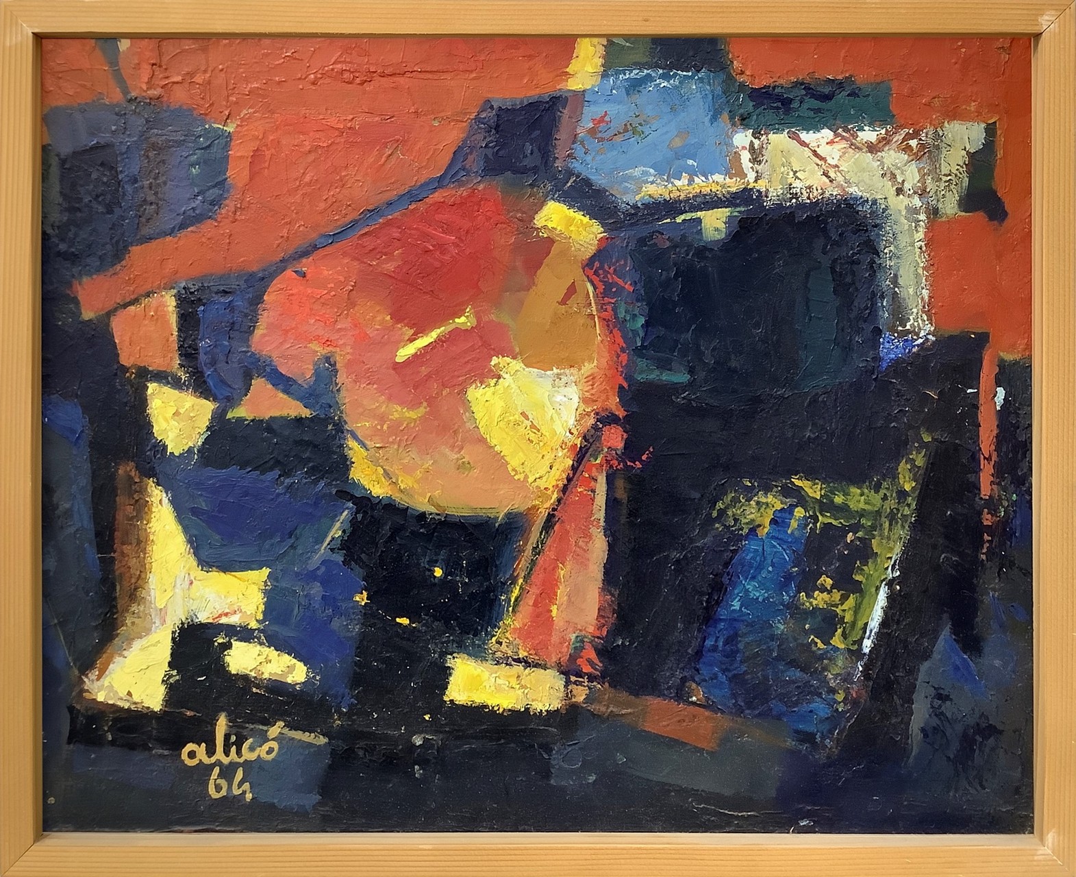 Alicò, Giovanni (Catania 1906-Milano 1971) - Informal orange and blue, 60's