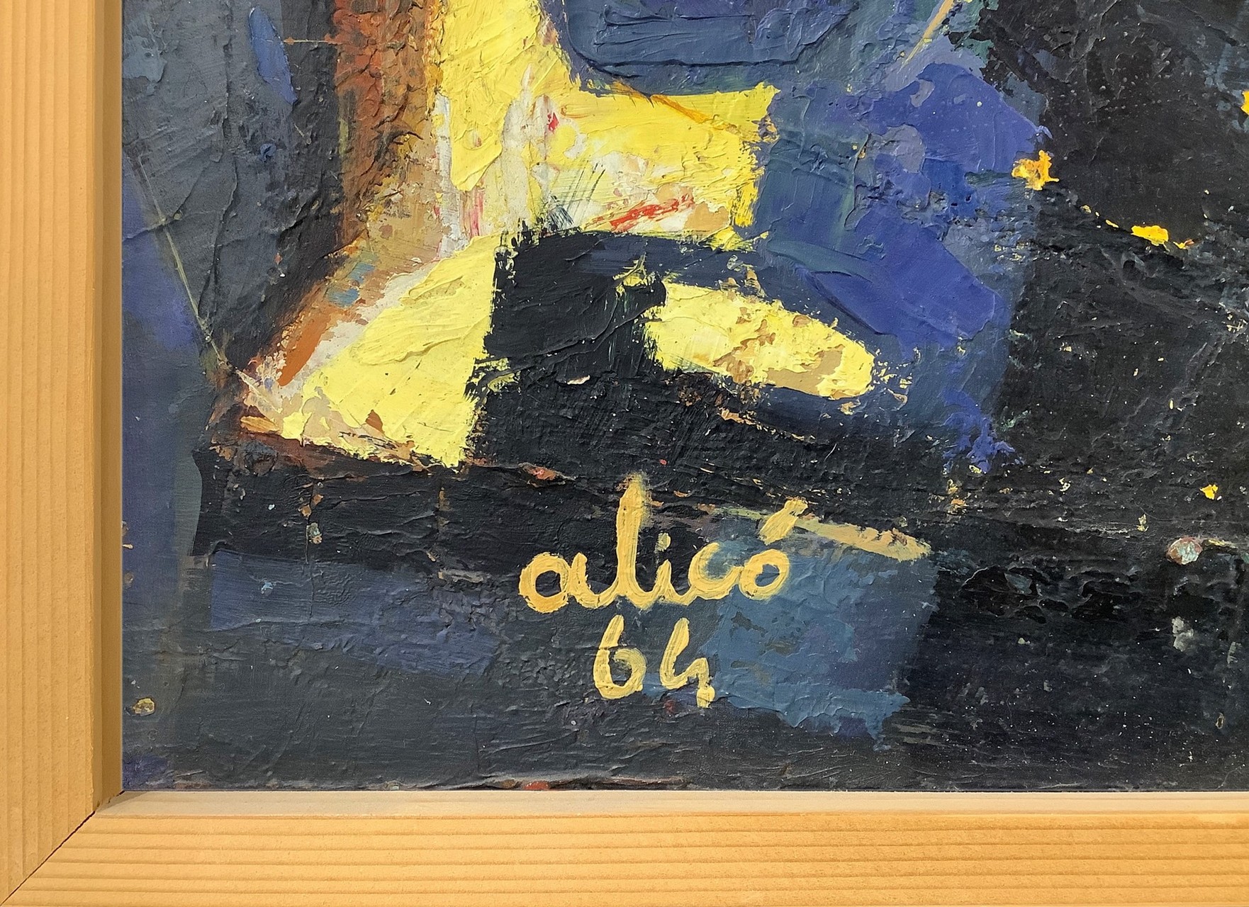 Alicò, Giovanni (Catania 1906-Milano 1971) - Informal orange and blue, 60's - Bild 2 aus 4