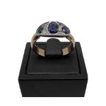 Ring with three sapphires in Low grade gold