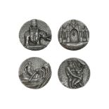 Four 925 silver medallions depicting a symbol of Catania