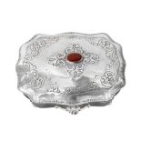 Silver jewelry box with carnelian on the lid
