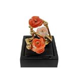 Gold ring with coral, 20th century