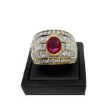 Ring with siam ruby central stone