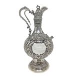 Elegant and important wine carafe in 925 silver "Armada" London collection, 1902