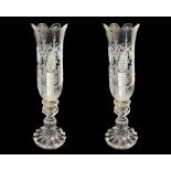 Baccarat - Pair of French crystal lamps with chiseled goblets, 20th century