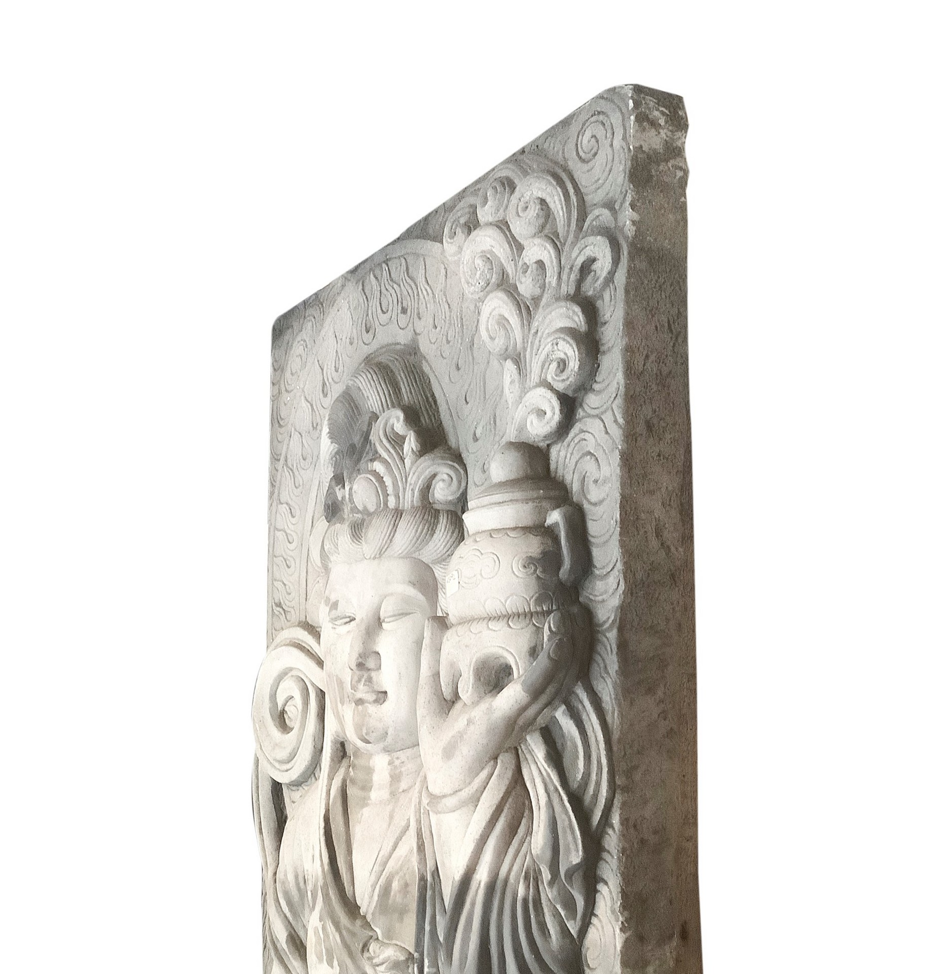 Bas-relief sculpture of Buddha on a marble slab, Early 19th century - Image 5 of 5