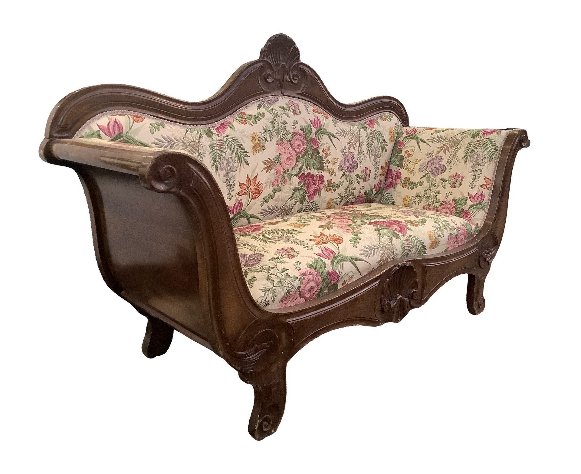 Two-seater sofa in Louis Philippe style walnut wood, early 20th century - Image 2 of 4