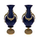 Pair of blue porcelain vases, 20th century