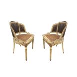 TWO LACQUERED ARMCHAIRS WITH BACK AND TOP IN VIENNA STRAW, Nineteenth century