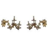 Pair of five-light applique in gilded bronze, nineteenth century