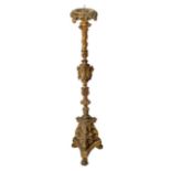 Candlestick in gilded and lacquered wood, Early 19th century