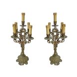 Five-light table candelabra in gilded brass, nineteenth century