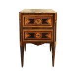 Louis XVI bedside table in rosewood, maple and walnut, XVIII Century