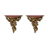 Pair of wall shelves in gilded wood, XIX / XX century