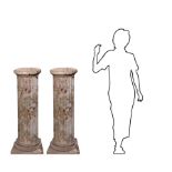 Pair of important fluted marble columns, Early 20th century