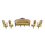 Louis Philippe living room composed of a rosewood sofa, two armchairs and two chairs., nineteenth c