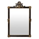 Mirror in lacquered wood with golden applications, Nineteenth century