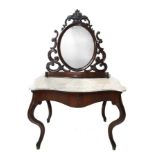 Dressing table with mirror and marble on the mahogany wood top with drawer, Sicily, Louis Philippe,