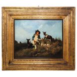 Filippo Palizzi (Italian 1818-1899) - Country scene with shepherd boy and goats